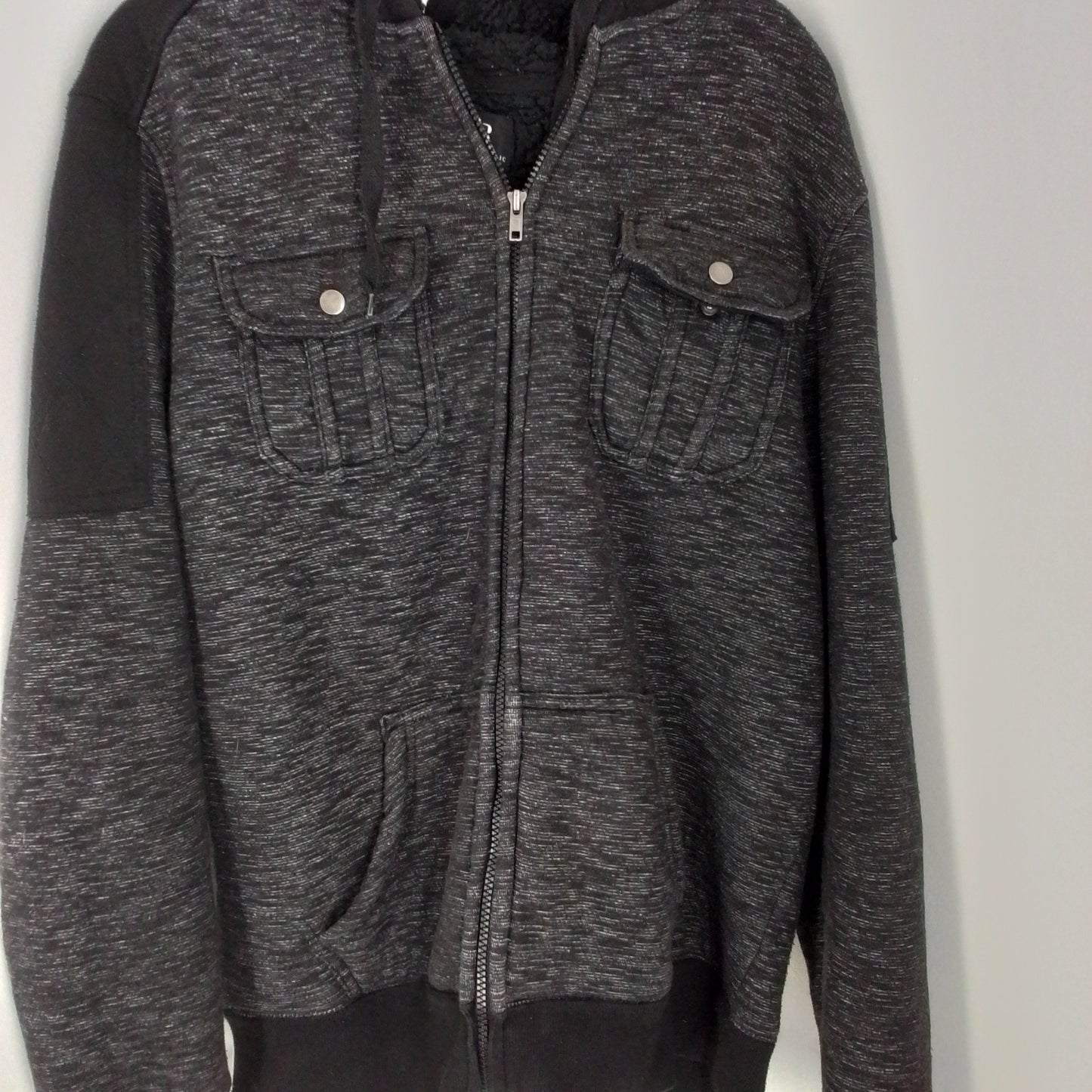 Men's Cotton Jacket - Size L - Black/Grey/White