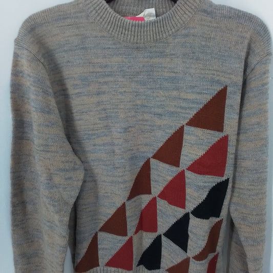 Men's Acrylic Sweater - M - Brown, Red, Black, Grey