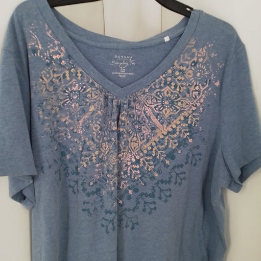 Women's Aqua Polyester Shirt (3x)