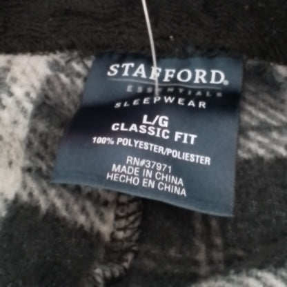 Stafford Men's Pajama, Size L, Polyester, White/Black/Grey