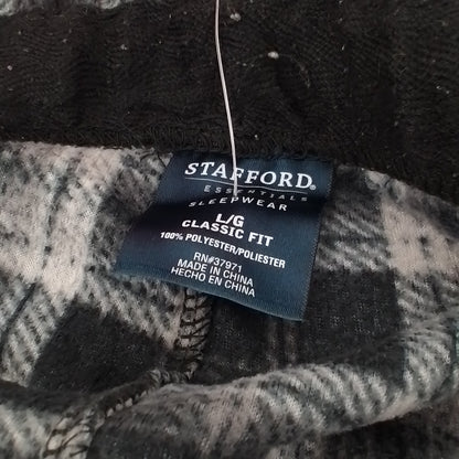 Stafford Men's Pajama, Size L, Polyester, White/Black/Grey