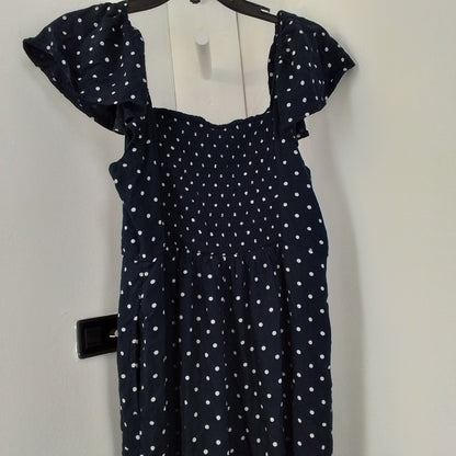Old Navy Women's Blue & White Polka Dot Jumper - Size M, Rayon