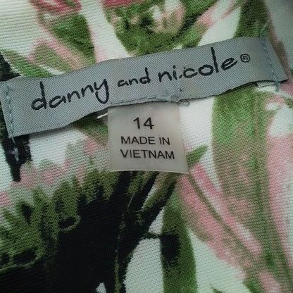 Women's Polyester Dress - Size 14 - White, Pink, Black, Green, Floral