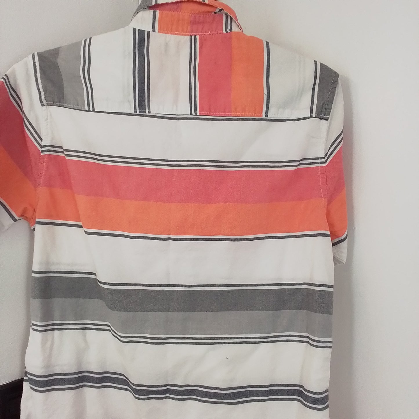 Aéropostale Men's Petite Orange Grey Striped Cotton Button Up Shirt - Size S