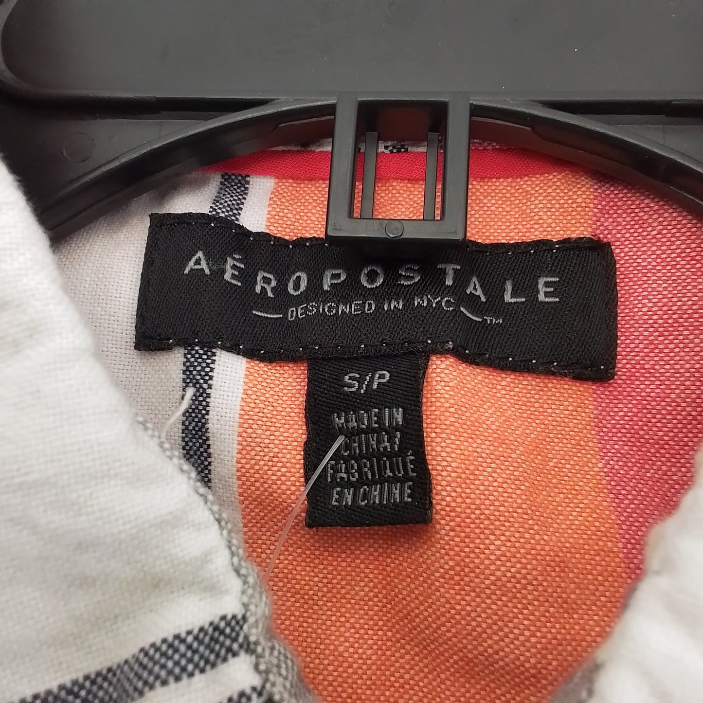 Aéropostale Men's Petite Orange Grey Striped Cotton Button Up Shirt - Size S