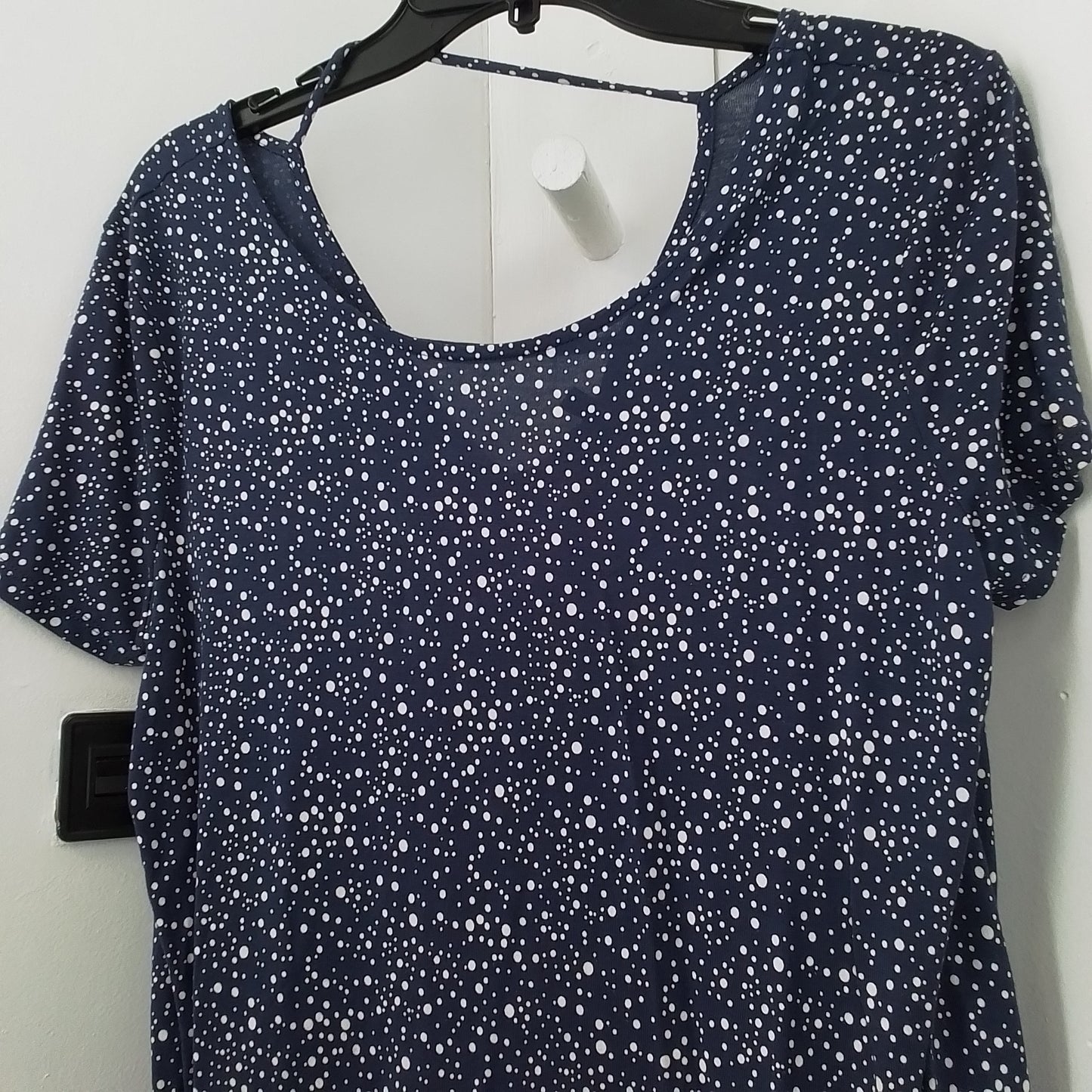 Madison Women's Blouse - White/Blue Polka Dots, Size S
