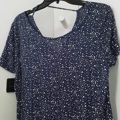 Madison Women's Blouse - White/Blue Polka Dots, Size S