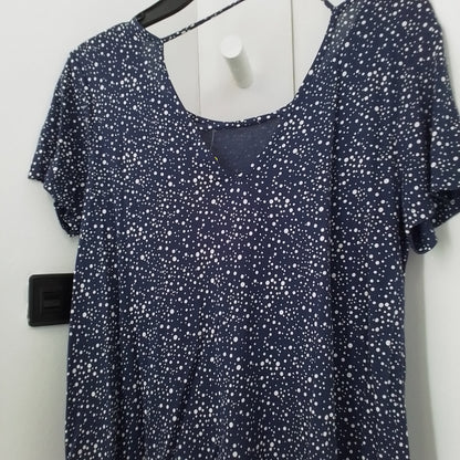 Madison Women's Blouse - White/Blue Polka Dots, Size S