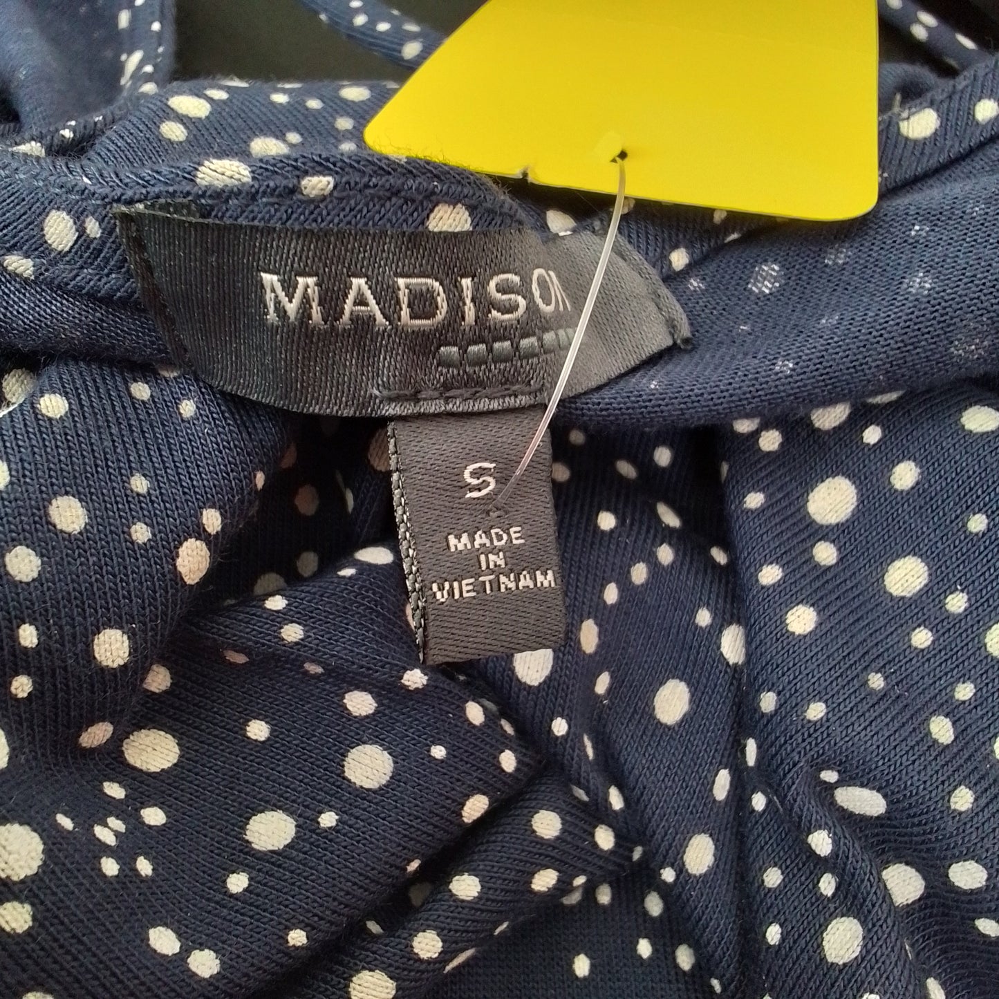 Madison Women's Blouse - White/Blue Polka Dots, Size S