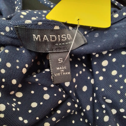 Madison Women's Blouse - White/Blue Polka Dots, Size S