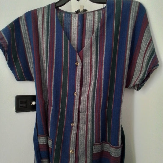 Women's Dress - Size S - Cotton/Polyester - Grey/Blue/Red