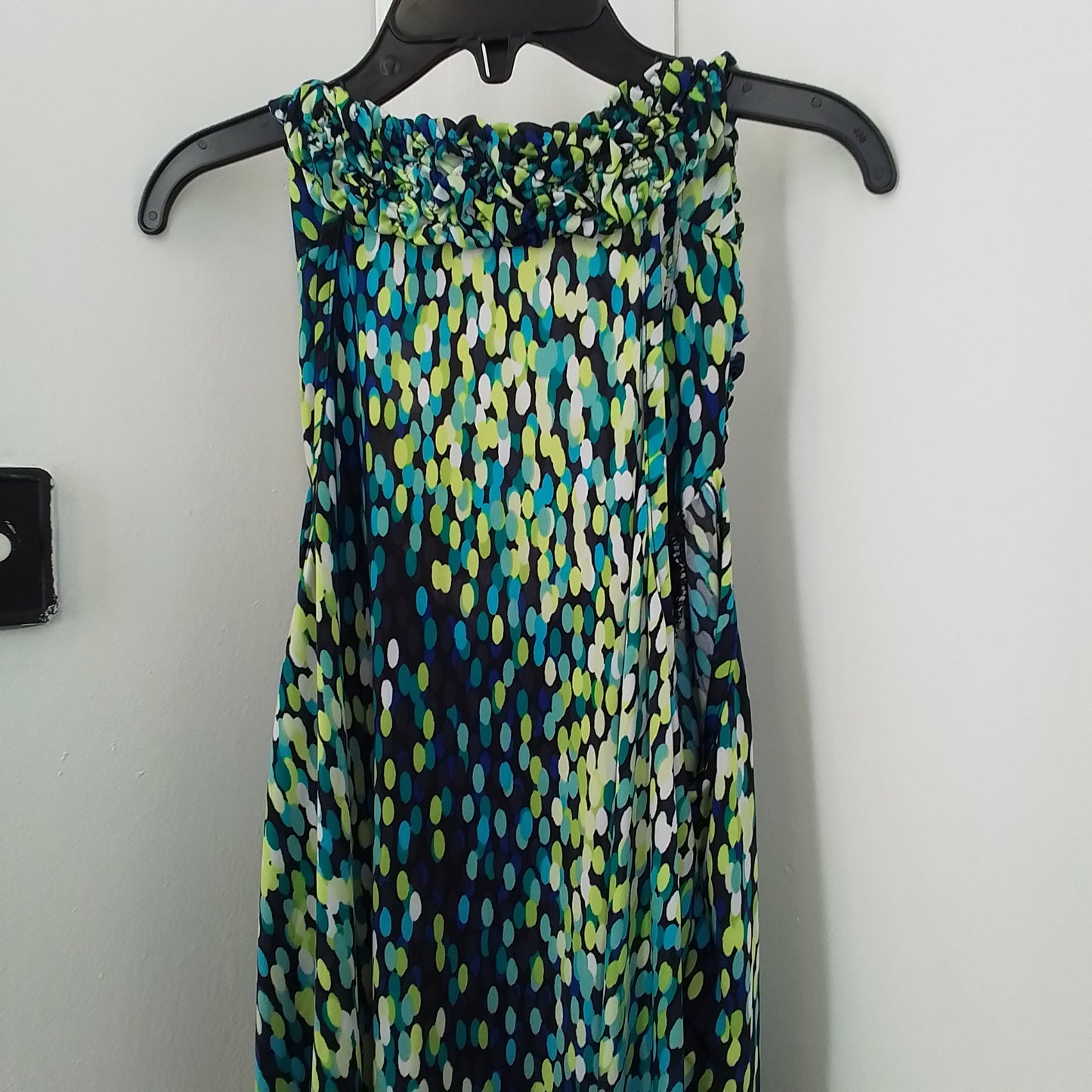 New Directions Women's Blouse, Large, Polyester, Yellow/Blue/Green