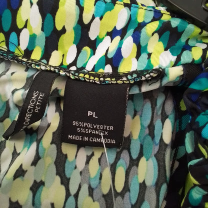 New Directions Women's Blouse, Large, Polyester, Yellow/Blue/Green