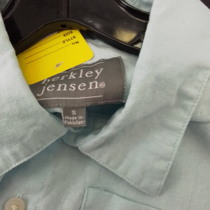 Men's Aqua Button Up Shirt - Size S, Cotton/Linen