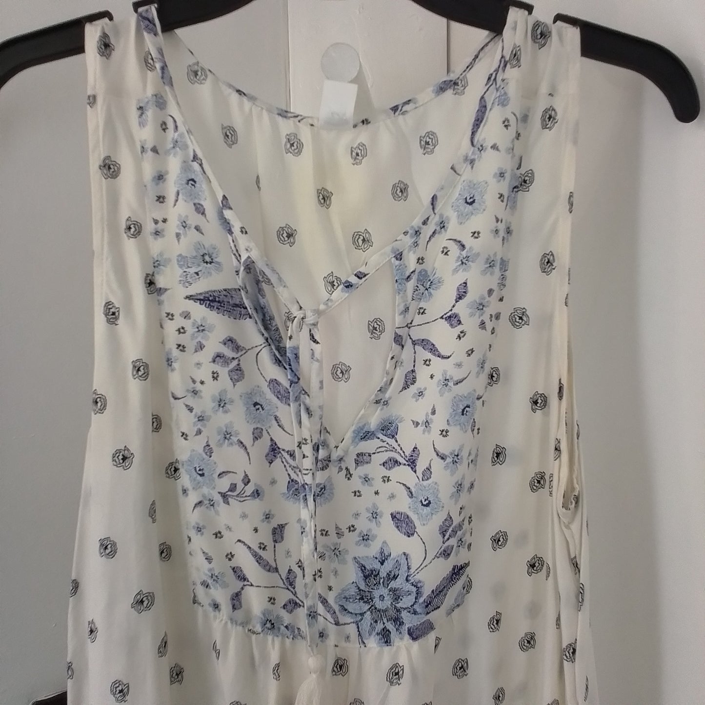 Old Navy Womens Blouse M White/Aqua/Blue