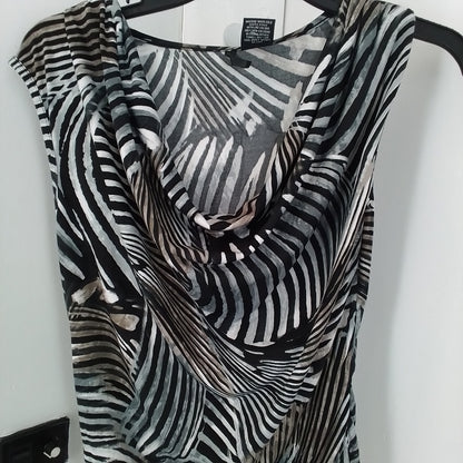 New Directions Womens Blouse, Size M, Black/Grey/White/Brown, Polyester