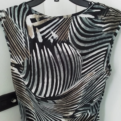 New Directions Womens Blouse, Size M, Black/Grey/White/Brown, Polyester