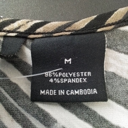 New Directions Womens Blouse, Size M, Black/Grey/White/Brown, Polyester