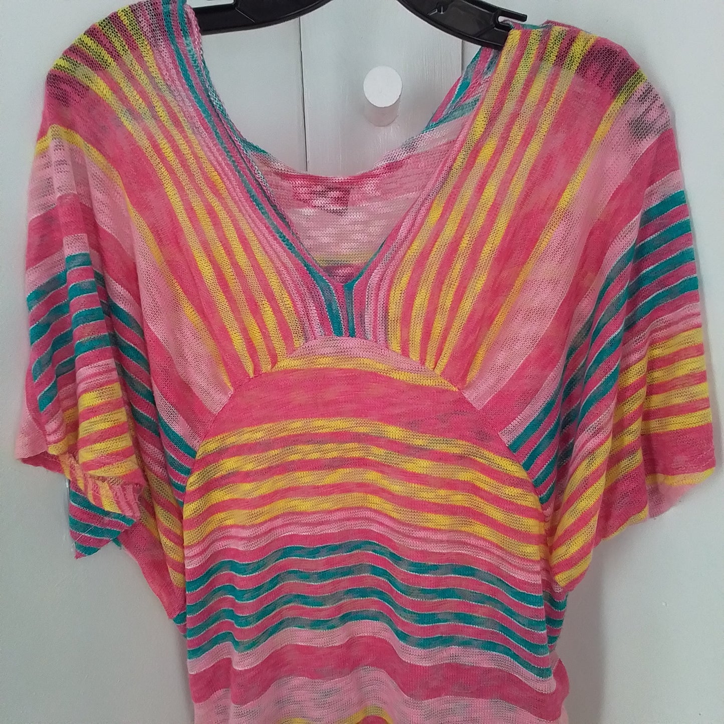 Women's XL Polyester Tunic - Pink/Salmon/Yellow
