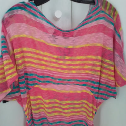 Women's XL Polyester Tunic - Pink/Salmon/Yellow