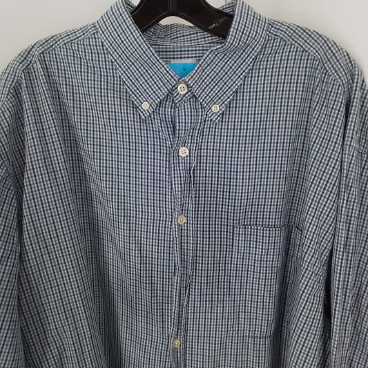 Old Navy Men's Blue/White Button Up Shirt - XL, Cotton