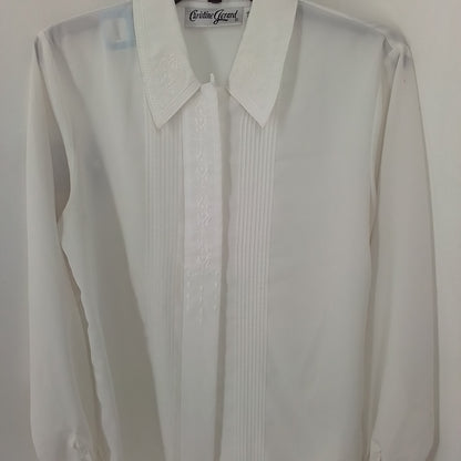 Women's White Polyester Blouse - Size 8