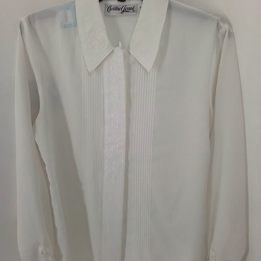 Women's White Polyester Blouse - Size 8
