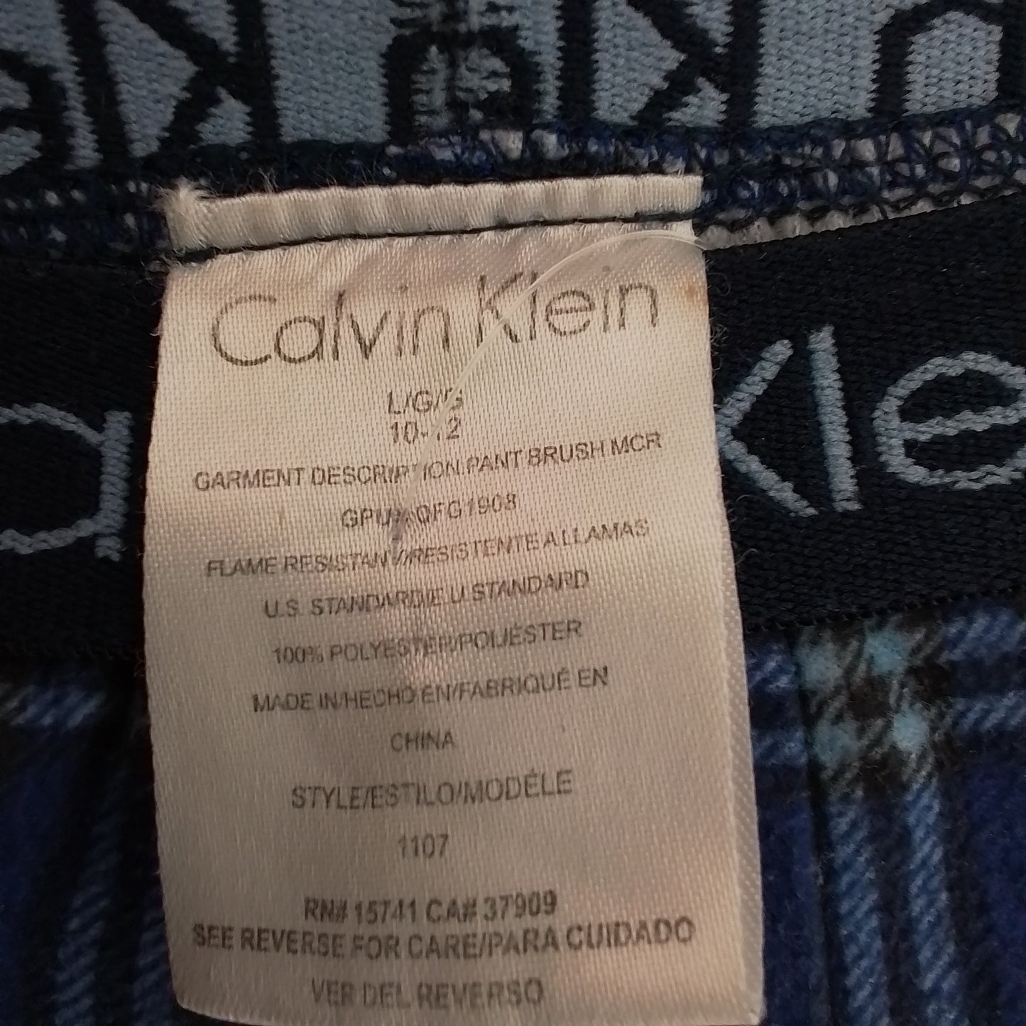Calvin Klein Kids Blue Flannel Pajama, Size L