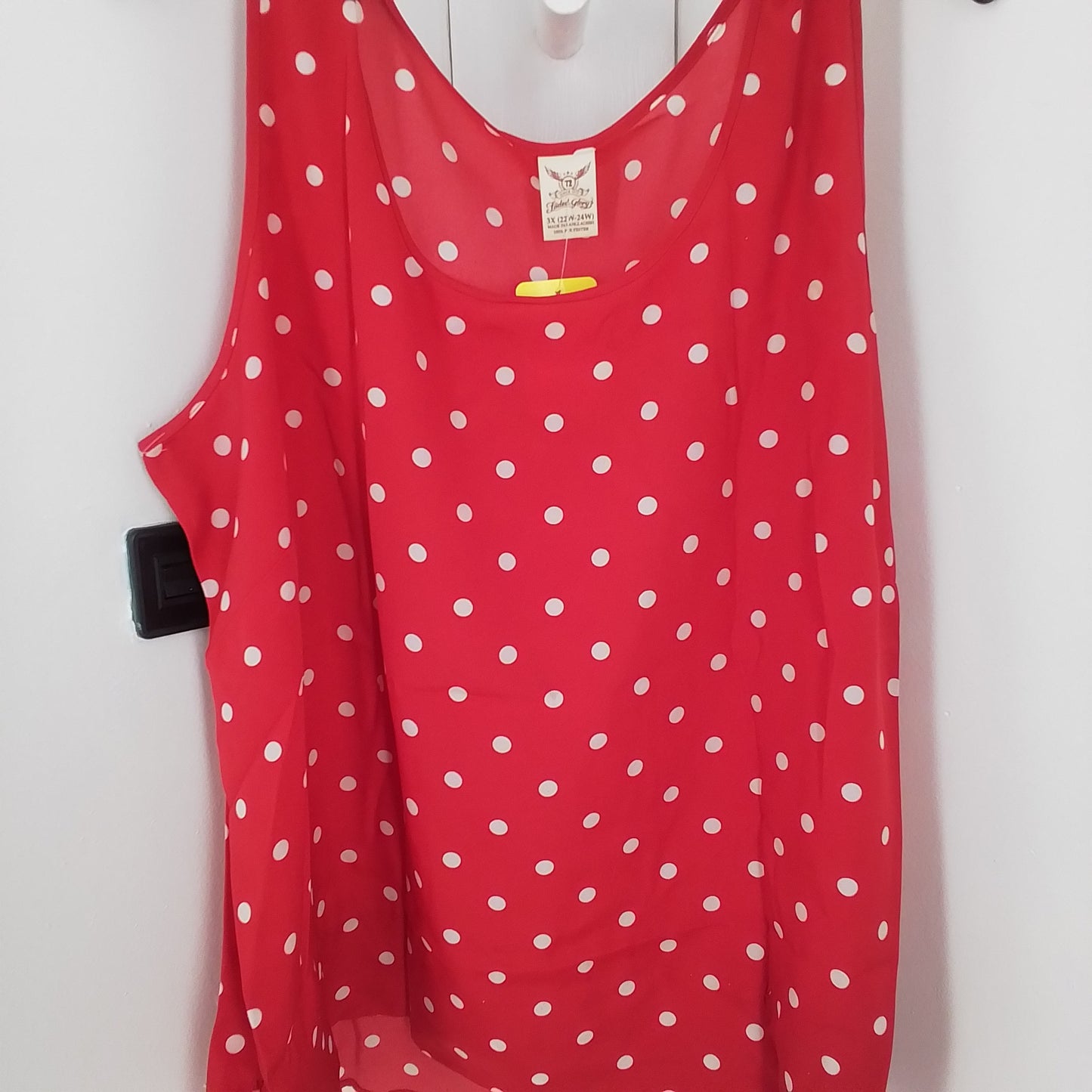 Faded Glory Women's Red & White Polka Dot Blouse, Polyester, 3x