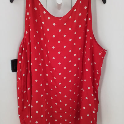 Faded Glory Women's Red & White Polka Dot Blouse, Polyester, 3x