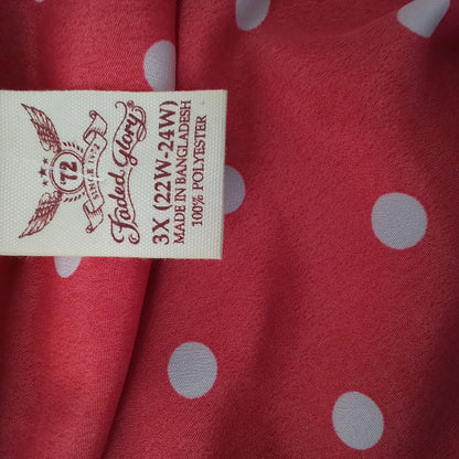 Faded Glory Women's Red & White Polka Dot Blouse, Polyester, 3x