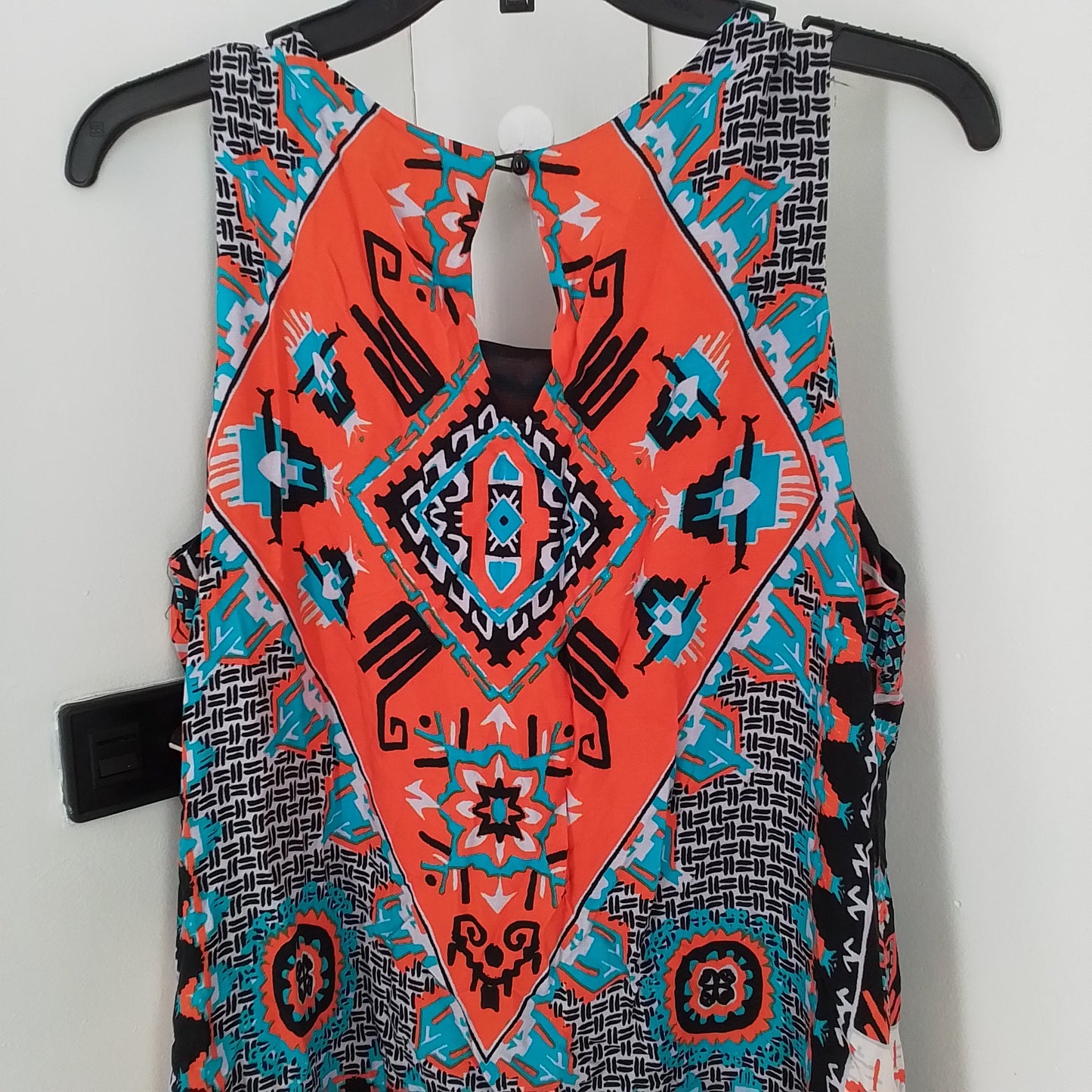 Women's Dress - M - Orange/Black/Aqua