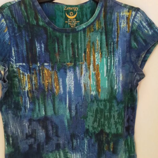 Chico's Women's Cotton Shirt - Blue, Teal, Brown