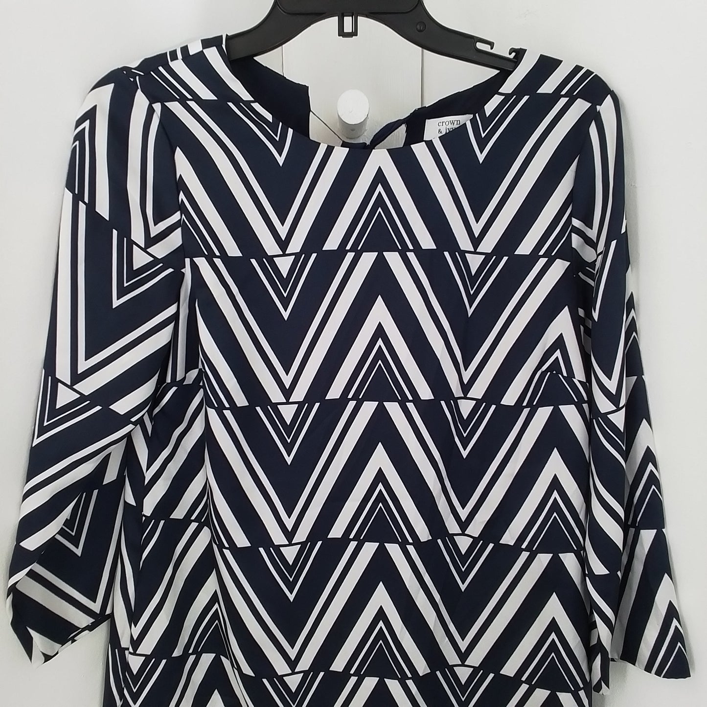 Crown & Ivy Women's Dress - White/Navy, Polyester