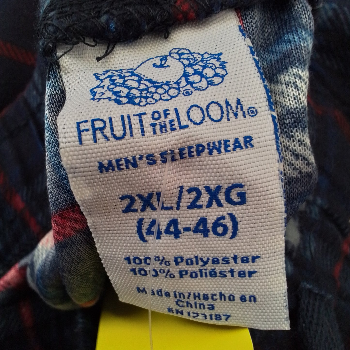 Fruit of the Loom Men's Pajamas 2XL - Black, Blue, Red, Flannel, Polyester