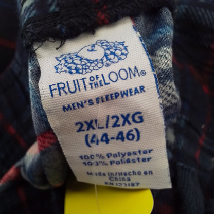 Fruit of the Loom Men's Pajamas 2XL - Black, Blue, Red, Flannel, Polyester