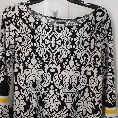 Women's Polyester Dress - Black/White/Yellow (M)