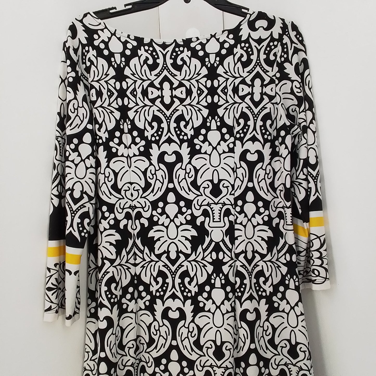 Women's Polyester Dress - Black/White/Yellow (M)