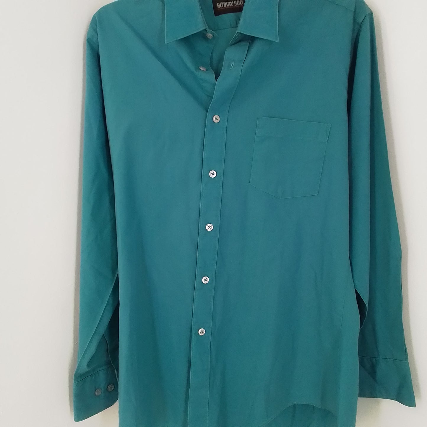 Botany 500 Men's Teal Cotton Button Up Shirt Size 15 32-33