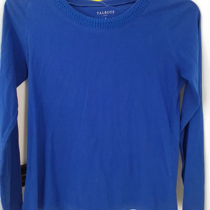TALBOTS Women's Blue Cotton Long Sleeve Shirt, Size S
