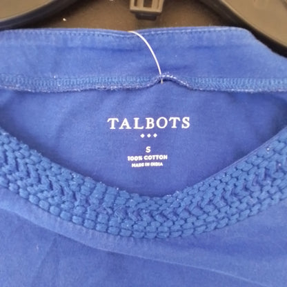TALBOTS Women's Blue Cotton Long Sleeve Shirt, Size S