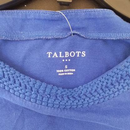 TALBOTS Women's Blue Cotton Long Sleeve Shirt, Size S
