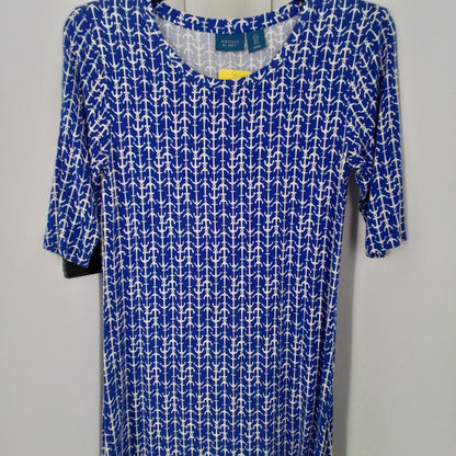 Women's Rayon Dress - White/Blue, Size S