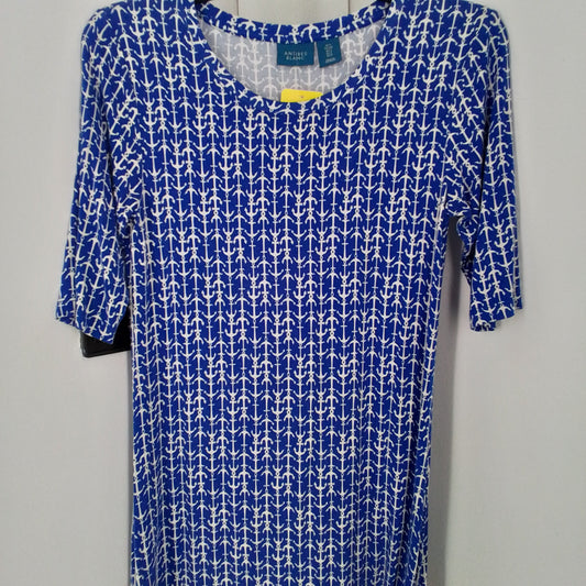 Women's Rayon Dress - White/Blue, Size S