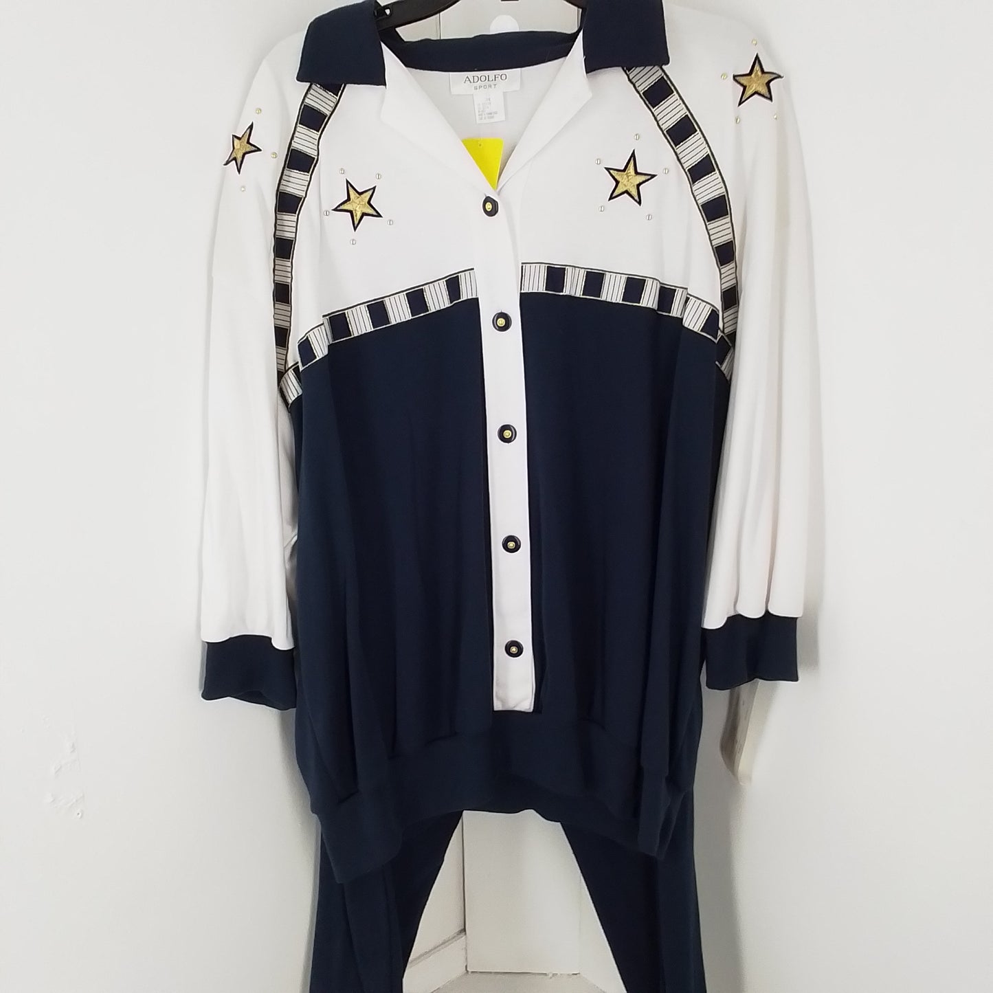 Women's Cotton Suit (3x) white, dark blue, and gold