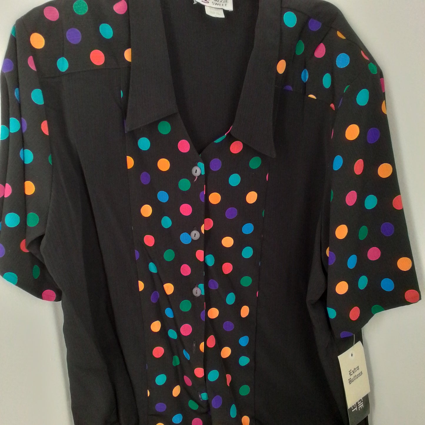 Black Polka Dot Polyester Blouse Accessory