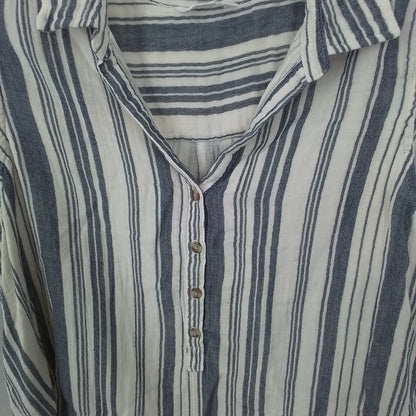 TIME AND TRU Women's Shirt -  off-White, grey blue XXL, Cotton