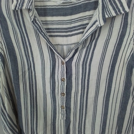 TIME AND TRU Women's Shirt -  off-White, grey blue XXL, Cotton