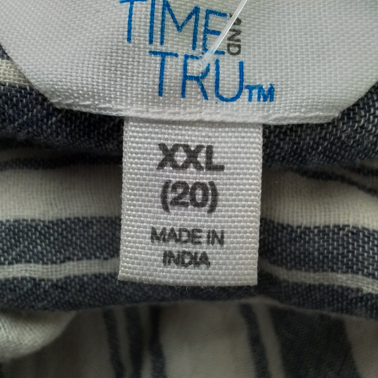TIME AND TRU Women's Shirt -  off-White, grey blue XXL, Cotton