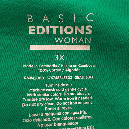 Basic Editions Women's Green Cotton Shirt 3X